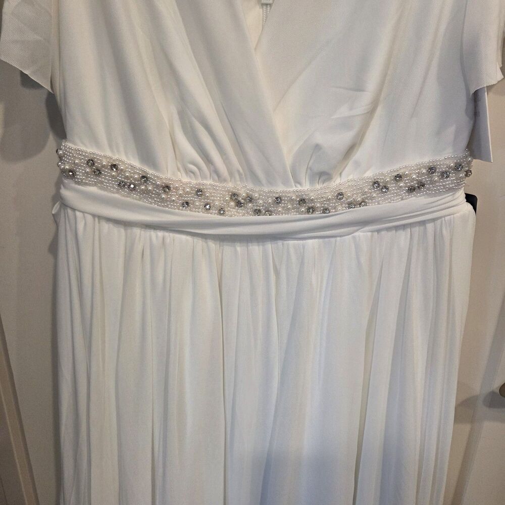 Torrid Ever After Bridal Maxi Mesh Empire Waist Gown, Cloud Dancer White, NWT 10 - Picture 4 of 11